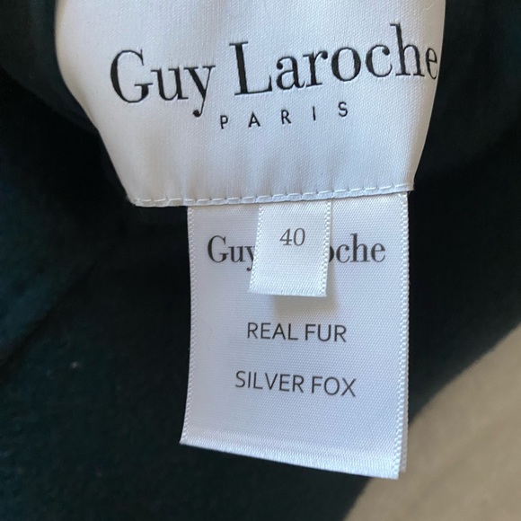 Wool coat Guy Laroche Silver Fox fur green - Picture 4 of 6